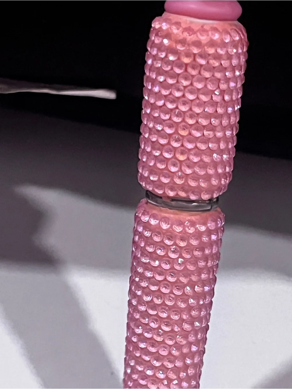 Pink designer inspired purfume bottle focal fancy beaded pen